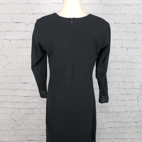 Anthony Design Womens Dress Size S Black Midi Boho Ethnic Hippie Grunge Art Deco - Picture 5 of 14